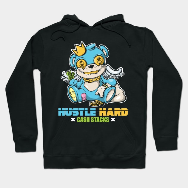 Hip Hop Teddy Bear Gang Hipster Hustle Streetwear King Money Stacks Hoodie by SWIFTYSPADE